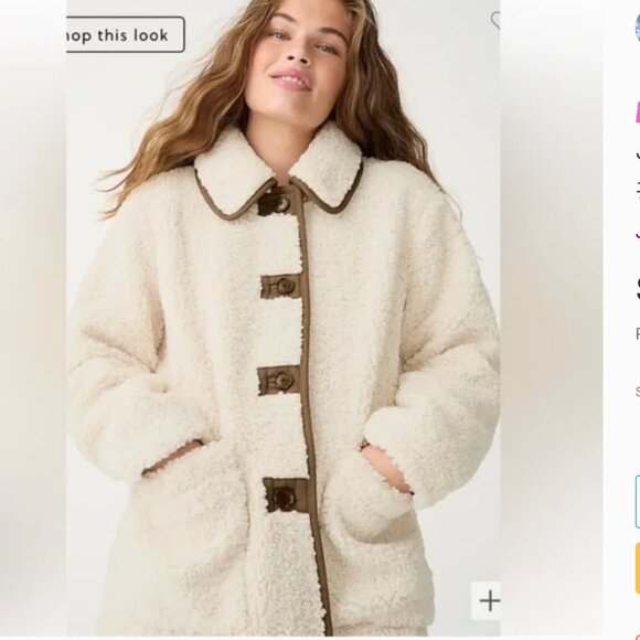 J. Crew Teddy Sherpa Button Up Coat Size S - Picture 1 of 2